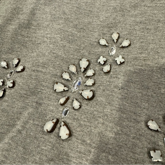 Soft Joie Embellished Rhinestone Gray Crew Neck Pullover Sweatshirt - Picture 3 of 12